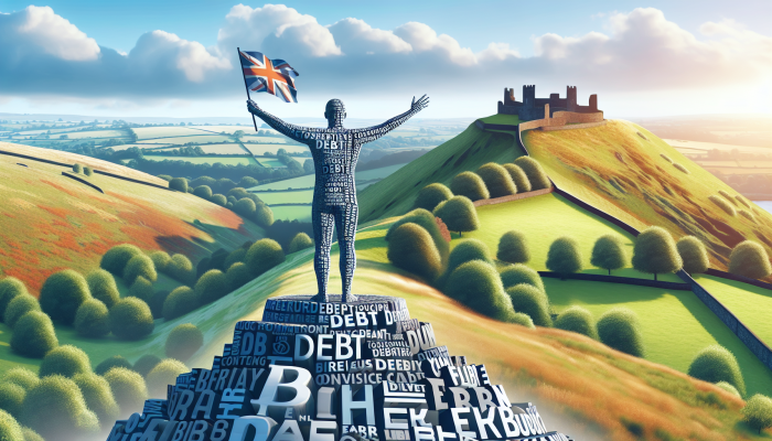 How to Celebrate Debt Consolidation Milestones: A Guide | DCL Individual celebrating debt consolidation on a scenic UK hill amidst historical ruins and verdant nature.
