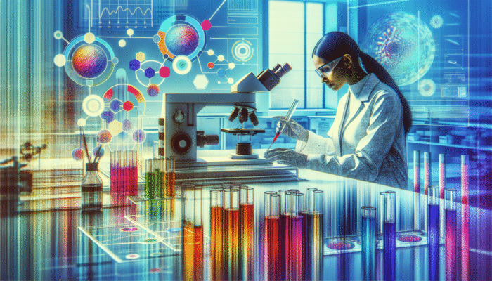 Post-Disaster Gardening: A scientist analysing soil samples for heavy metals and pesticides in a modern laboratory.