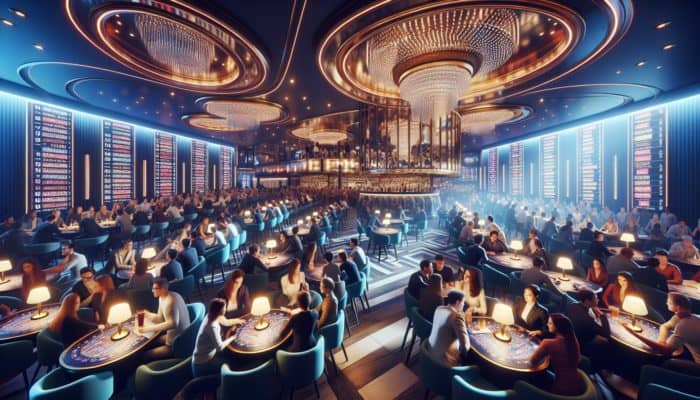 Best Las Vegas Bars for Daytime Trivia Nights: Excited trivia enthusiasts competing at The D Casino & Hotel's Longbar in Las Vegas.