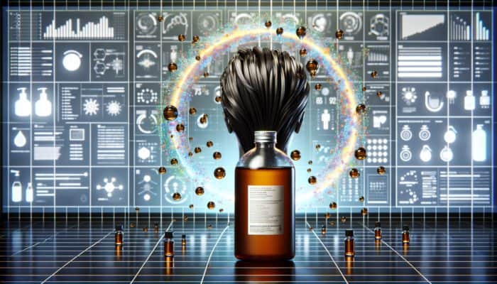 Person using mild shampoo with tea tree oil and salicylic acid for oily hair in modern bathroom.