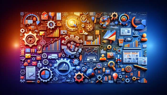 A digital marketing session focused on SEO, showcasing trending hashtags and Nike's sports event campaign.