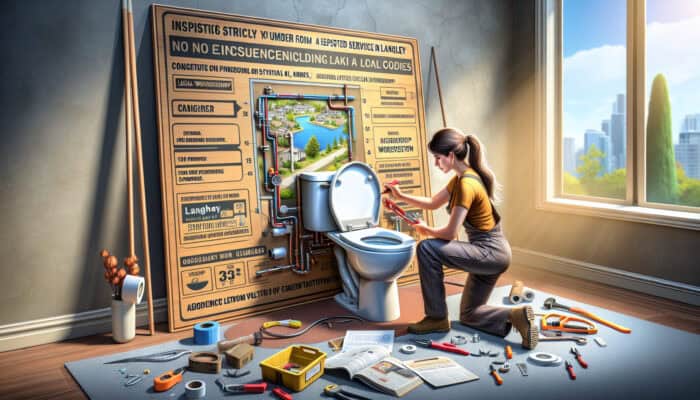 A skilled technician performing a modern toilet installation in Langley, ensuring quality workmanship and code compliance.