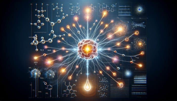 Glowing nitric oxide molecules enhancing neural connections, symbolizing neuroprotection breakthroughs.
