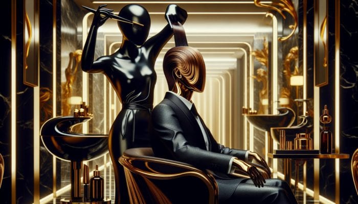 A celebrity receiving a deep conditioning mask and keratin treatment in a luxurious salon, achieving a glossy hairstyle.