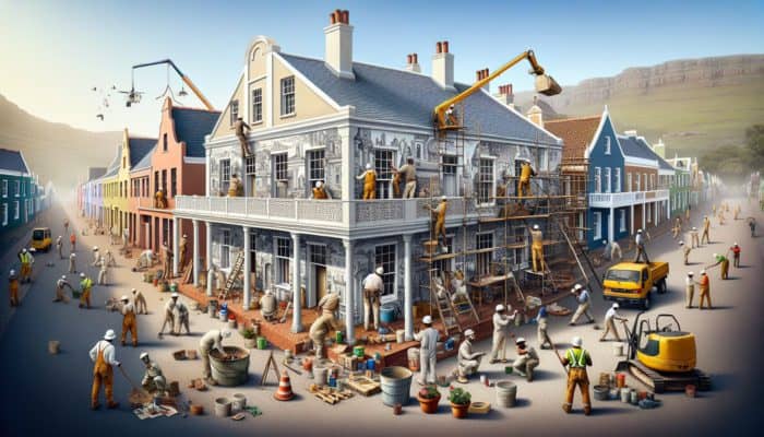 Mid-level home in Graaff-Reinet being renovated to enhance resale value, amidst historic architecture.