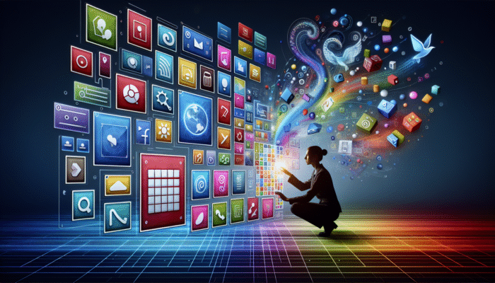 Individual organising digital content on a screen with attributions and a schedule, symbolising effective curation.