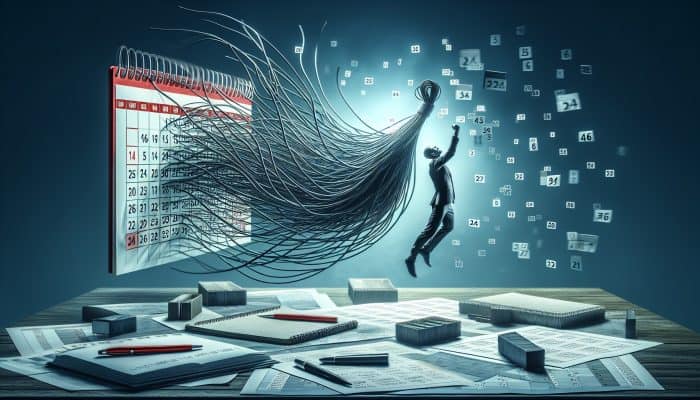 A person feeling relieved, consolidating debts into one loan, with a clear budget plan and calendar.