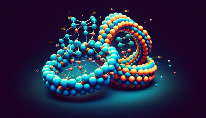 How BCAAs Affect Muscle Growth: Illustration of leucine, isoleucine, and valine forming a chain, symbolizing muscle repair and growth.