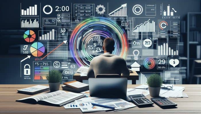 Debt Consolidation for Legal Fee Debts: UK Guide | DCL Person reviewing financial documents and loan applications on a laptop, surrounded by charts and graphs.