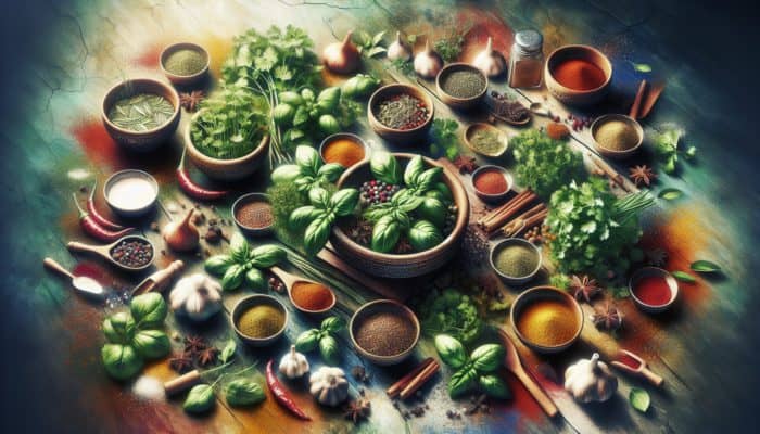 How to Make Gluten-Free Meals Taste Good: A colourful gluten-free kitchen table with fresh herbs and spices enhancing dishes.