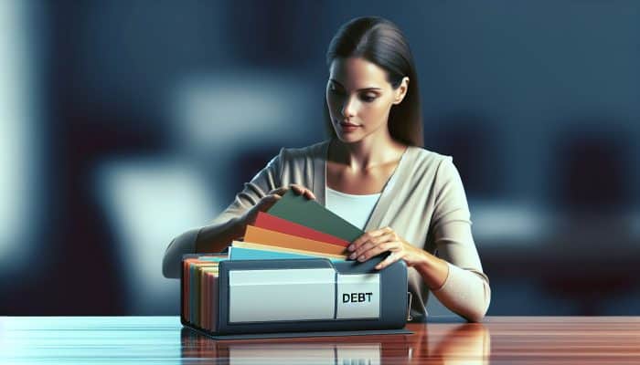How to Negotiate Debt Consolidation Fees: UK Guide | DCL A person consolidating colourful debt papers into one modern folder, symbolising financial relief.