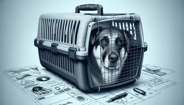 A spacious, durable dog carrier with good ventilation and easy access for a large dog's travel comfort and safety.