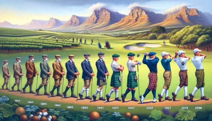 Choosing a Beginner Golf Club Set: Timeline of golf's evolution in South Africa from 1885, highlighting Scottish influence and Gary Player.